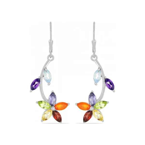 Buy 925 Silver Wholesale Chakra Earrings Leaves Rhodium-Plated Silver