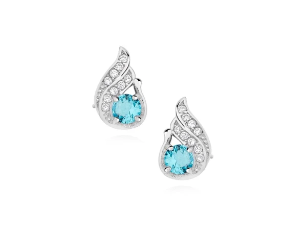 Buy 925 Silver Wholesale Earrings With Aquamarine Zircon