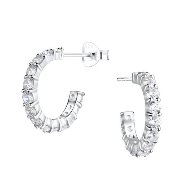 Buy 925 Silver Wholesale Half Hoop Stud Earrings