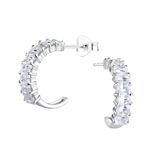 Buy 925 Silver Wholesale Geometric Half Hoop Stud Earrings