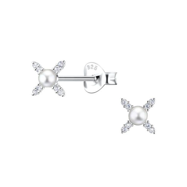 Buy 925 Silver Wholesale Cross Stud Earrings with Pearl