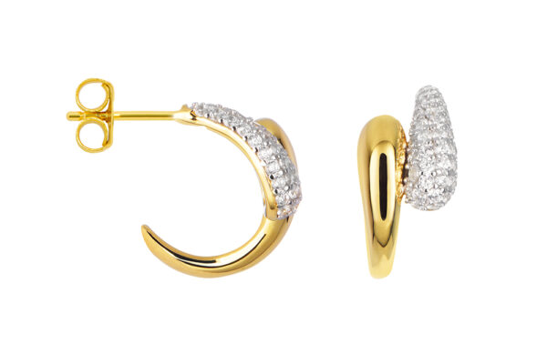 Buy Brass Wholesale Two Zirconia Curved Drops Earring