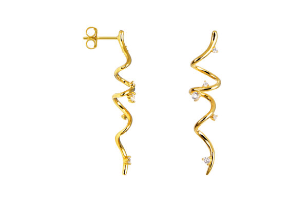 Buy Brass Wholesale Spiral With Zirconia Earring