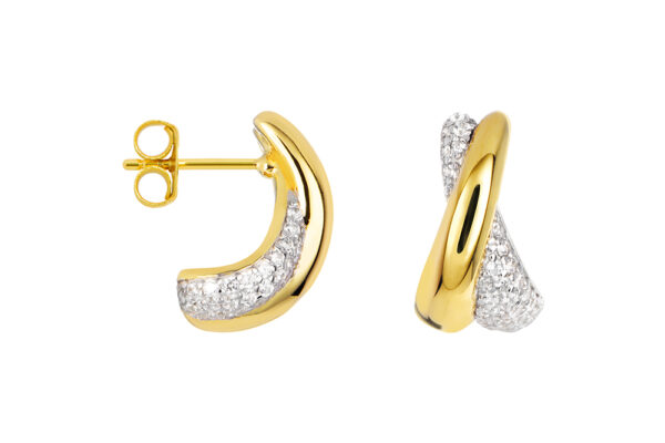 Buy Brass Wholesale Crossed Elongated Drops With Zirconia Earring