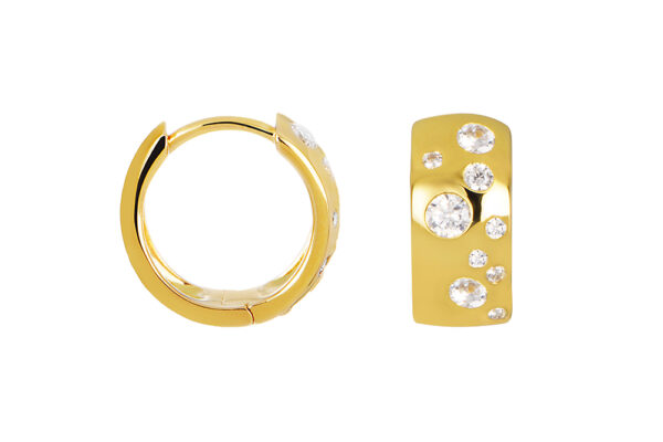 Buy Brass Wholesale Hoop With Inlaid Zirconia Earring