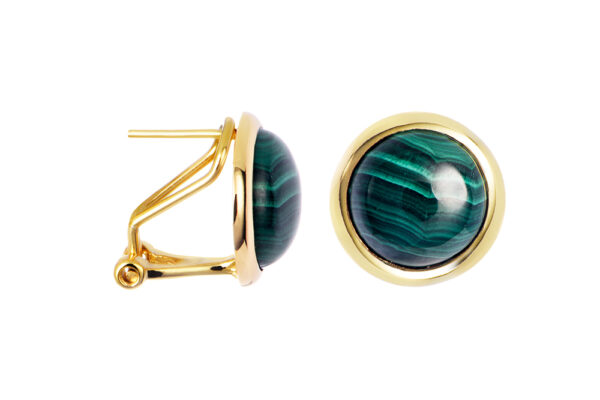 Buy Brass Wholesale Round Malachite Stone Earring
