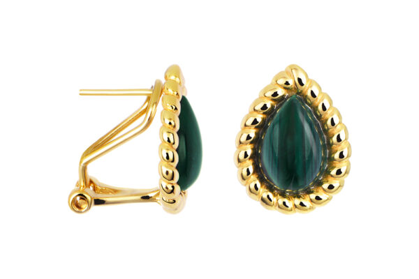 Buy Brass Wholesale Drop-Shaped Malachite Stone Earring