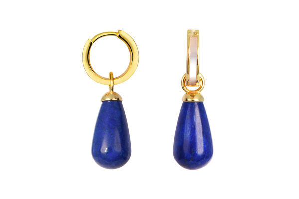Buy Brass Wholesale Hoop With Lapis Lazuli And Mother-of-Pearl Earring