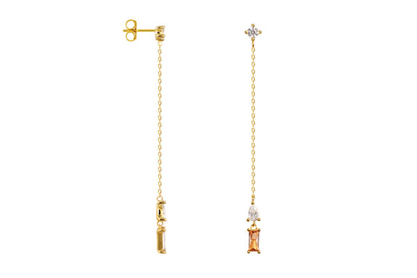 Buy Brass Wholesale Pear-Shaped And Baguette Zirconia Earring