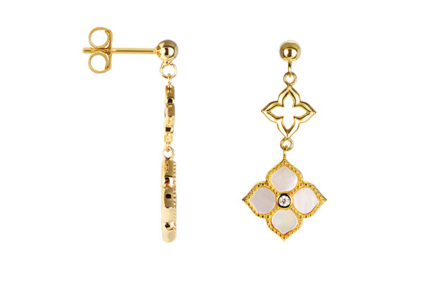 Buy Brass Wholesale 13x12mm Mop Flower Earring