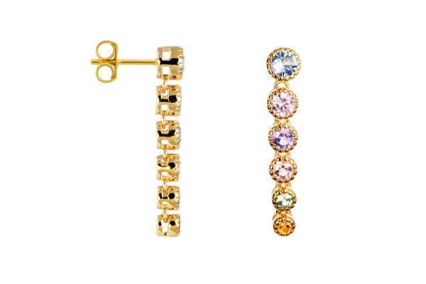Buy Brass Wholesale Mix of Colors And Shapes Cubic Zirconia in Gradient Effect Earring