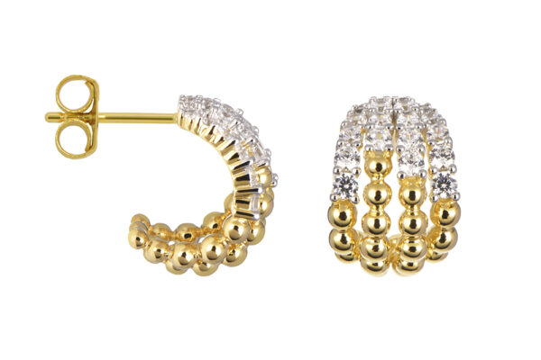 Buy Brass Wholesale Quadruple Hoop With Beads And Cubic Zirconia Earring