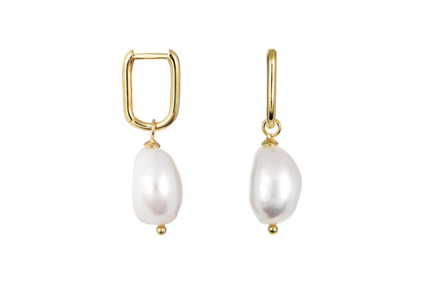 Buy Brass Wholesale Hoop With 8–9mm Pearl Earring