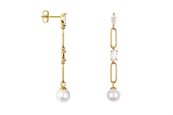 Buy Brass Wholesale Link Chain With Cubic Zirconia And Pearl Earring