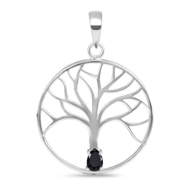 Buy Silver Plated Brass Wholesale Black Tourmaline Tree Of Life Pendant