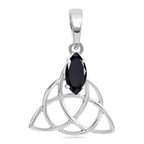 Buy Silver Plated Brass Wholesale Black Tourmaline Triquetra Pendant