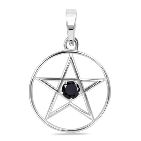 Buy Silver Plated Brass Wholesale Black Tourmaline Pentacle Pendant
