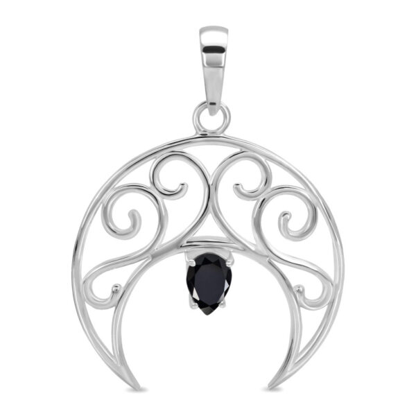 Buy Silver Plated Brass Wholesale Black Tourmaline Crescent Moon Pendant
