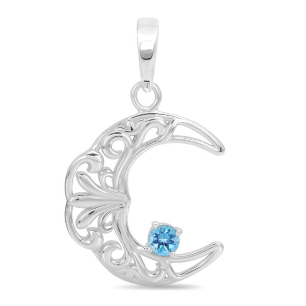 Buy Silver Plated Brass Wholesale Blue Topaz Crescent Moon Pendant