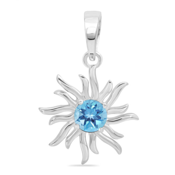 Buy Silver Plated Brass Wholesale Blue Topaz Sun Pendant