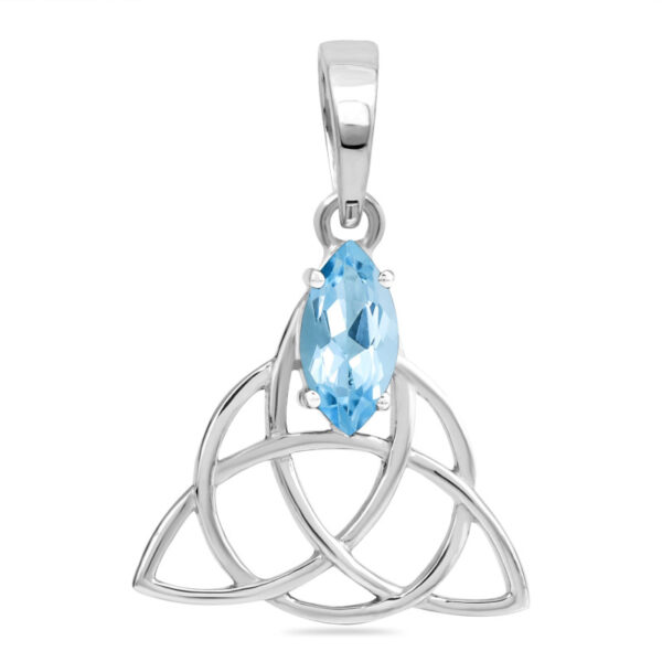 Buy Silver Plated Brass Wholesale Blue Topaz Triquetra Pendant