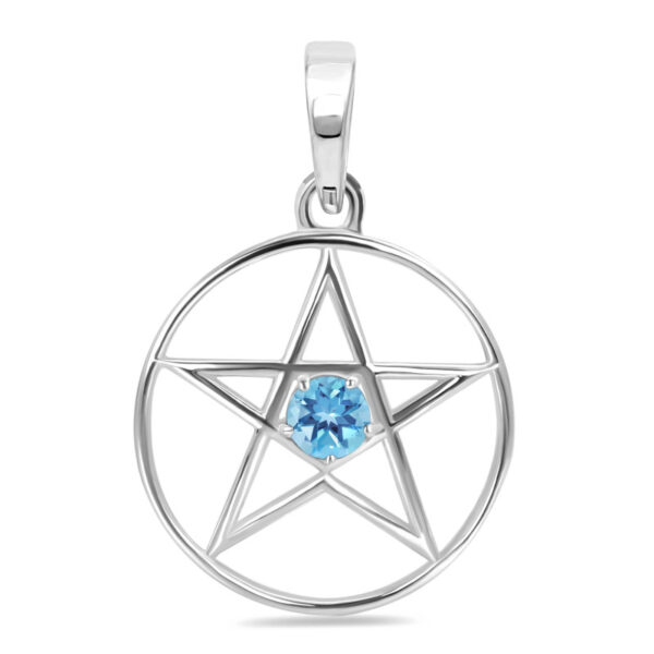 Buy Silver Plated Brass Wholesale Blue Topaz Pentacle Pendant