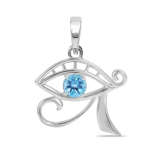 Buy Silver Plated Brass Wholesale Blue Topaz Eye Of Horus Pendant