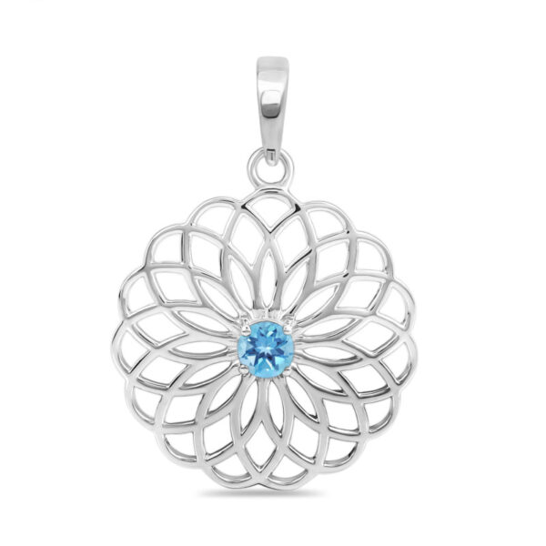 Buy Silver Plated Brass Wholesale Blue Topaz Flower Of Life Pendant
