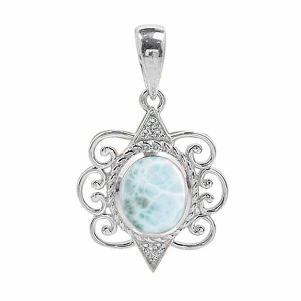 Buy Silver Plated Brass Wholesale Close Out Larimar & White Topaz Pendant