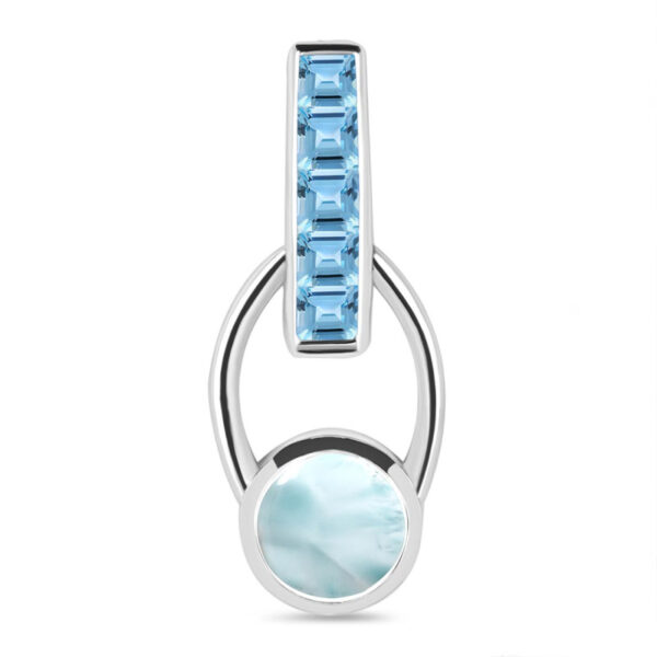 Buy Silver Plated Brass Wholesale Close Out Larimar & Blue Topaz Pendant