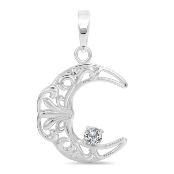 Buy Silver Plated Brass Wholesale Crystal Crescent Moon Pendant