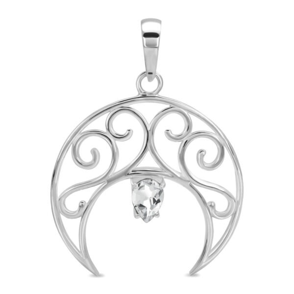 Buy Silver Plated Brass Wholesale Crystal Crescent Moon Pendant