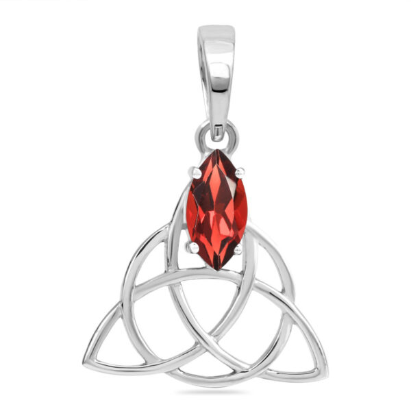 Buy Silver Plated Brass Wholesale Garnet Triquetra Pendant