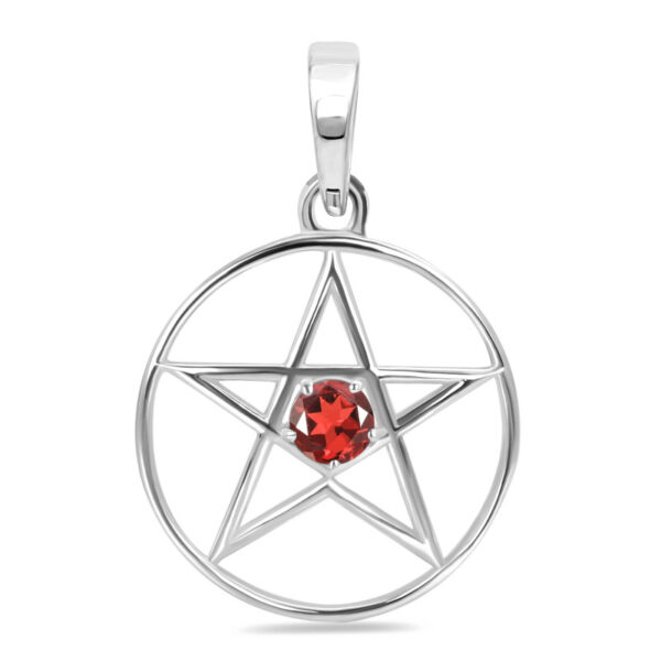 Buy Silver Plated Brass Wholesale Garnet Pentacle Pendant