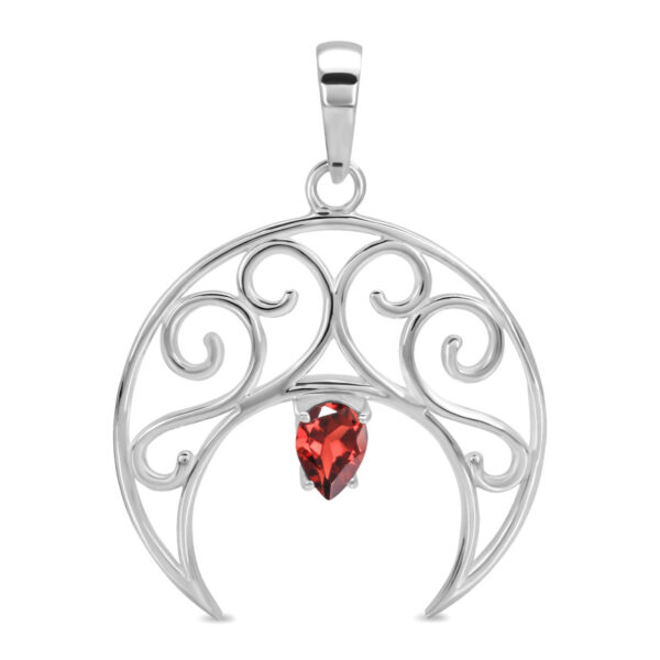 Buy Silver Plated Brass Wholesale Garnet Crescent Moon Pendant