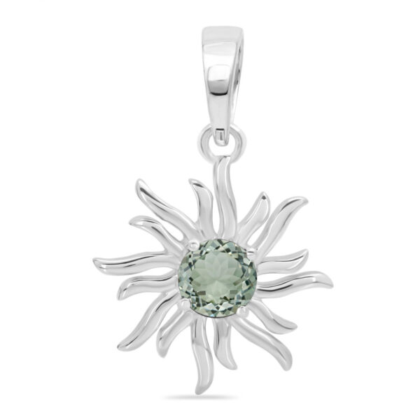 Buy Silver Plated Brass Wholesale Green Amethyst Sun Pendant