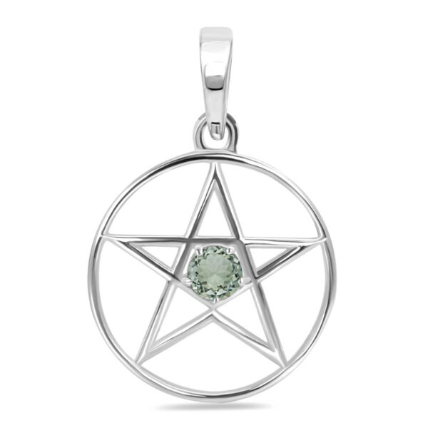 Buy Silver Plated Brass Wholesale Green Amethyst Pentacle Pendant