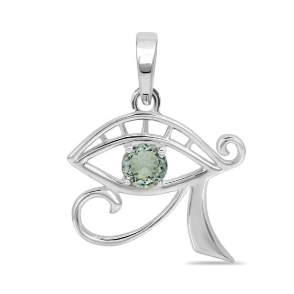 Buy Silver Plated Brass Wholesale Green Amethyst Eye Of Horus Pendant