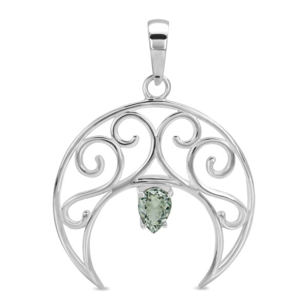 Buy Silver Plated Brass Wholesale Green Amethyst Crescent Moon Pendant
