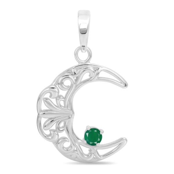 Buy Silver Plated Brass Wholesale Green Onyx Crescent Moon Pendant