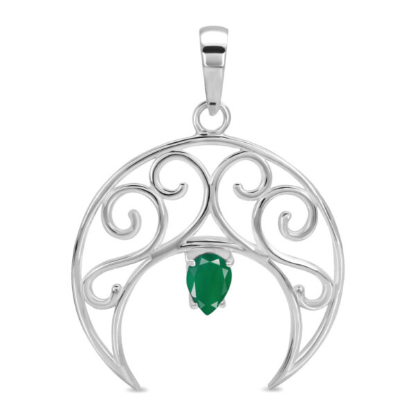 Buy Silver Plated Brass Wholesale Green Onyx Crescent Moon Pendant