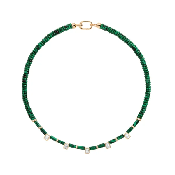 Buy Brass Wholesale Malachite Beads and Pave Crystal Accents