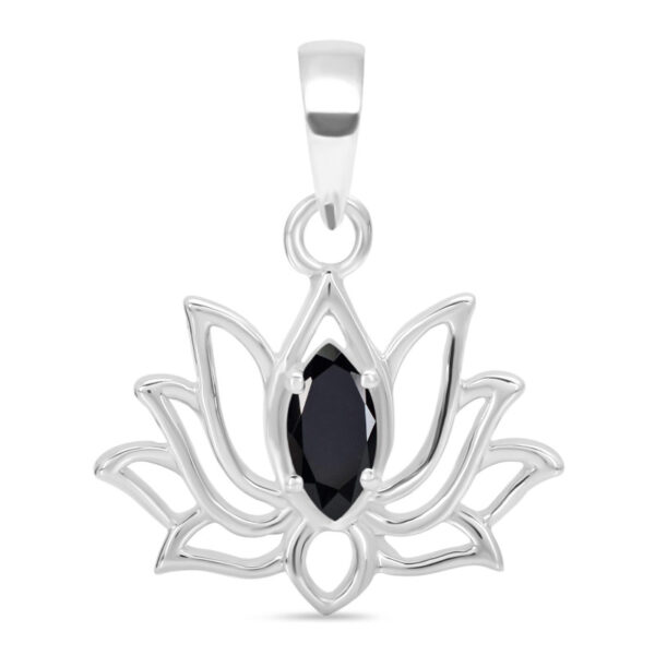 Buy Silver Plated Brass Wholesale Black Tourmaline Lotus Pendant