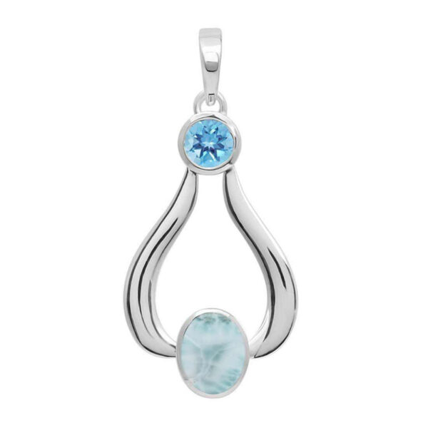 Buy Silver Plated Brass Wholesale Close Out Larimar & Blue Topaz Pendant