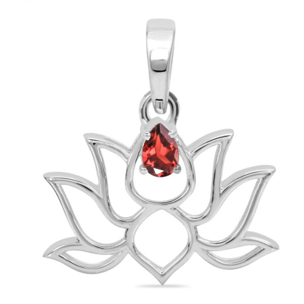 Buy Silver Plated Brass Wholesale Garnet Lotus Pendant