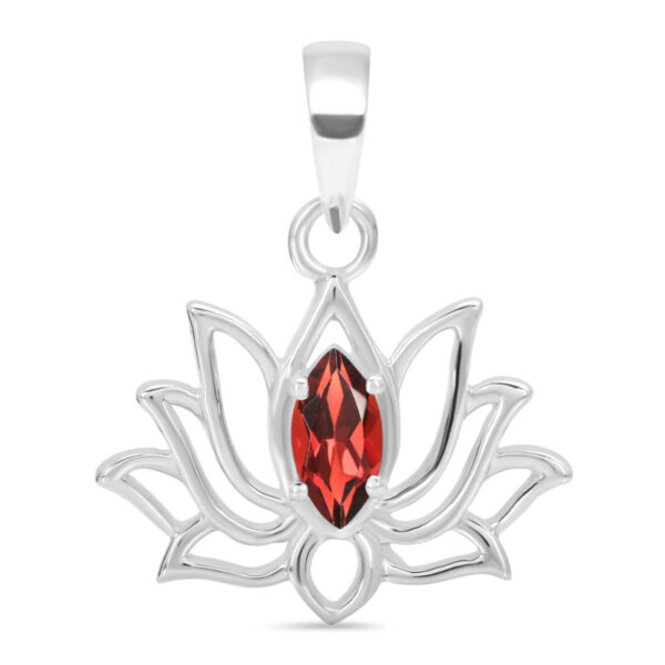 Buy Silver Plated Brass Wholesale Garnet Lotus Pendant