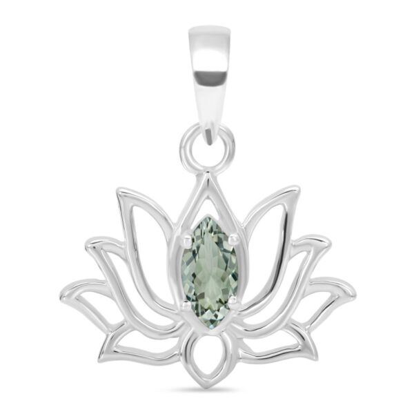 Buy Silver Plated Brass Wholesale Green Amethyst Lotus Pendant