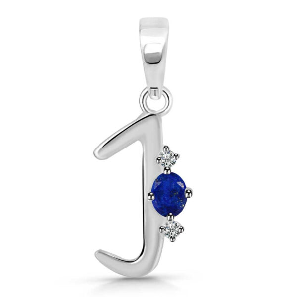 Buy Silver Plated Brass Wholesale Lapis & White Topaz Alphabet J Pendant