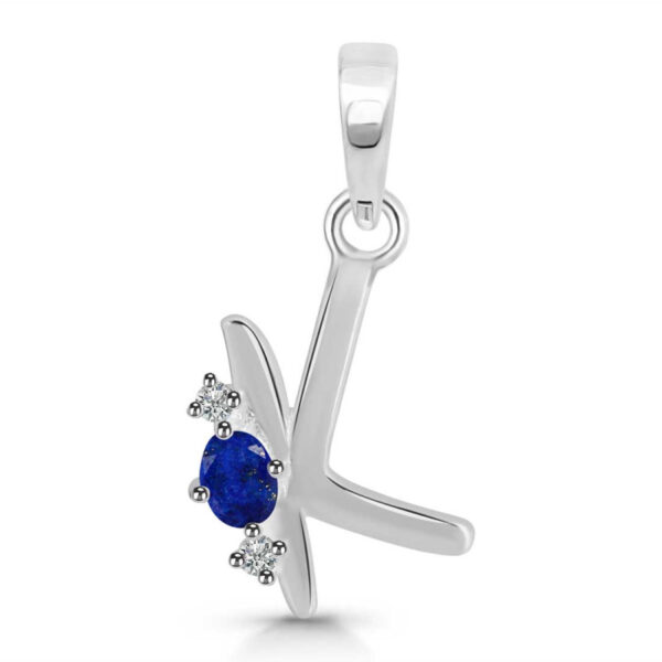 Buy Silver Plated Brass Wholesale Lapis & White Topaz Alphabet K Pendant