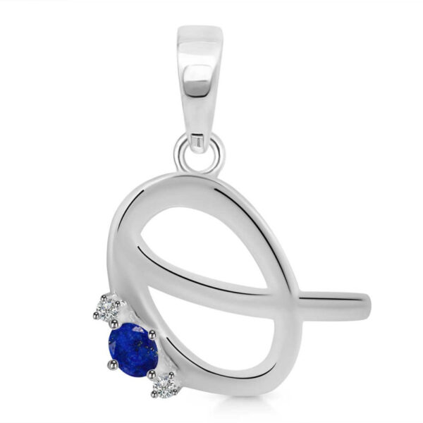 Buy Silver Plated Brass Wholesale Lapis & White Topaz Alphabet Q Pendant